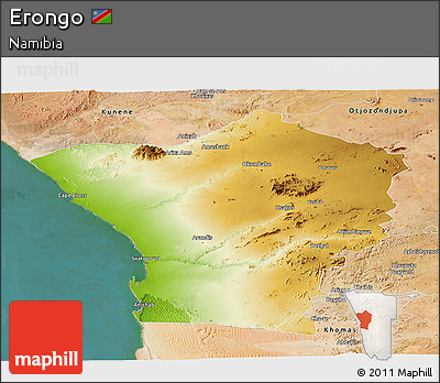 Physical Panoramic Map of Erongo, satellite outside