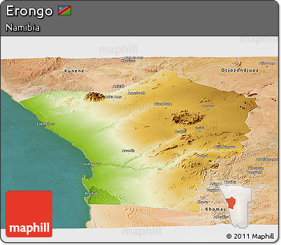 Physical Panoramic Map of Erongo, satellite outside