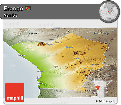 Physical Panoramic Map of Erongo, semi-desaturated