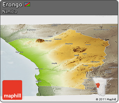 Physical Panoramic Map of Erongo, semi-desaturated