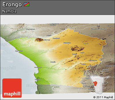 Physical Panoramic Map of Erongo, semi-desaturated