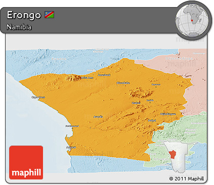 Political Panoramic Map of Erongo, lighten
