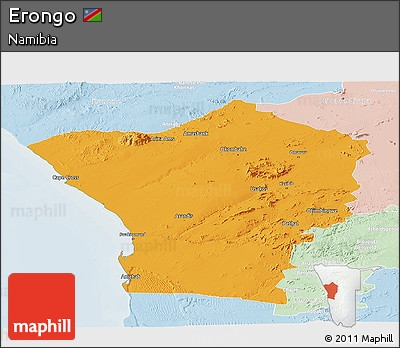 Political Panoramic Map of Erongo, lighten