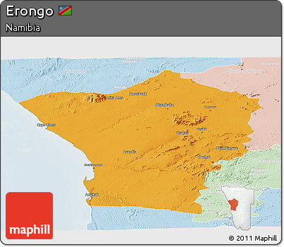 Political Panoramic Map of Erongo, lighten