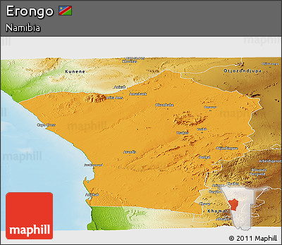 Political Panoramic Map of Erongo, physical outside