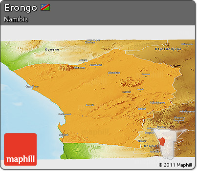 Political Panoramic Map of Erongo, physical outside