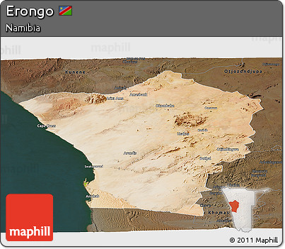 Satellite Panoramic Map of Erongo, darken