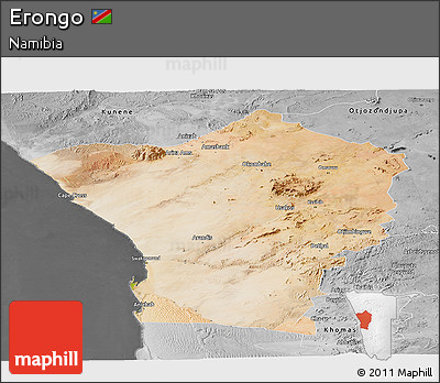 Satellite Panoramic Map of Erongo, desaturated