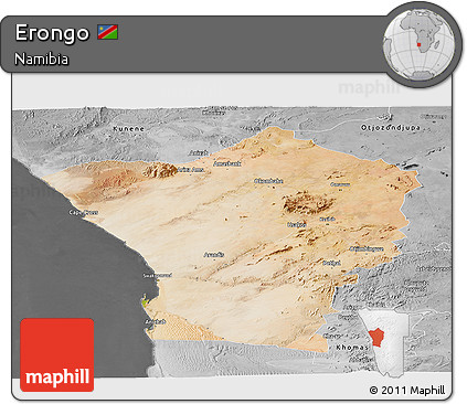 Satellite Panoramic Map of Erongo, desaturated