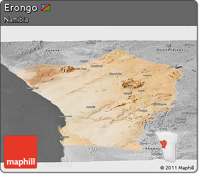 Satellite Panoramic Map of Erongo, desaturated