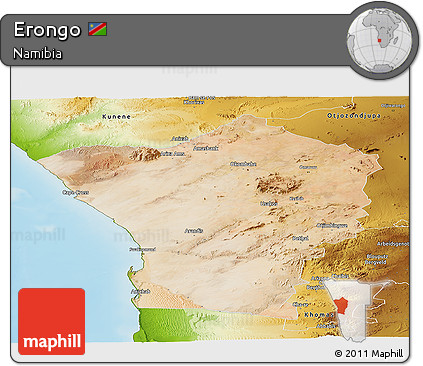 Satellite Panoramic Map of Erongo, physical outside