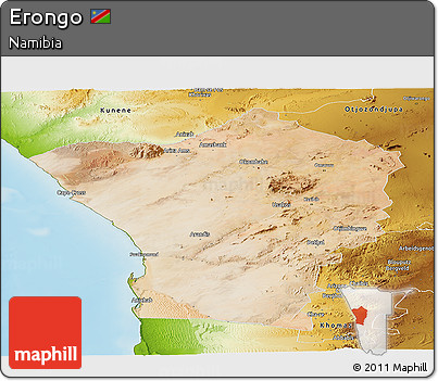 Satellite Panoramic Map of Erongo, physical outside