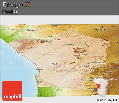 Satellite Panoramic Map of Erongo, physical outside