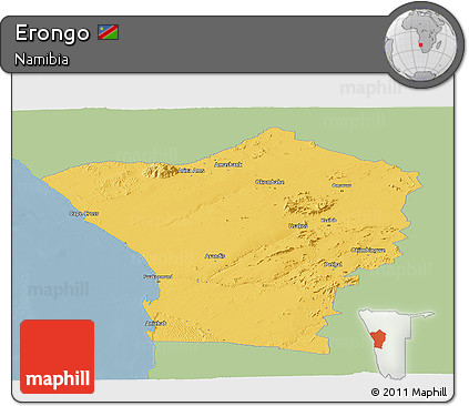 Savanna Style Panoramic Map of Erongo, single color outside