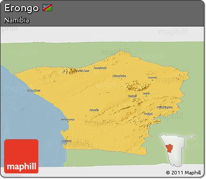 Savanna Style Panoramic Map of Erongo, single color outside