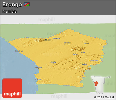 Savanna Style Panoramic Map of Erongo, single color outside