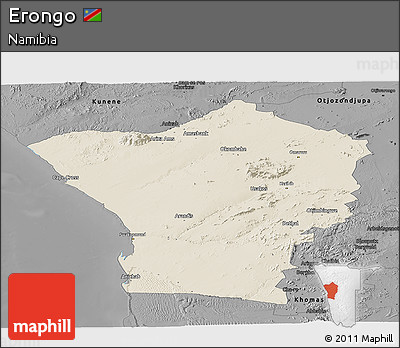 Shaded Relief Panoramic Map of Erongo, darken, desaturated