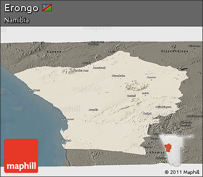 Shaded Relief Panoramic Map of Erongo, darken