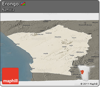 Shaded Relief Panoramic Map of Erongo, darken