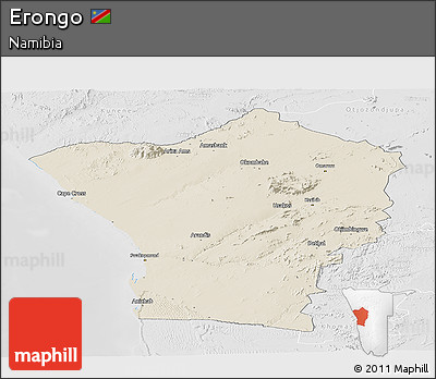 Shaded Relief Panoramic Map of Erongo, lighten, desaturated