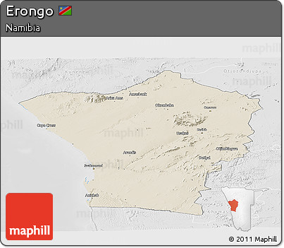 Shaded Relief Panoramic Map of Erongo, lighten, desaturated