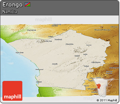 Shaded Relief Panoramic Map of Erongo, physical outside