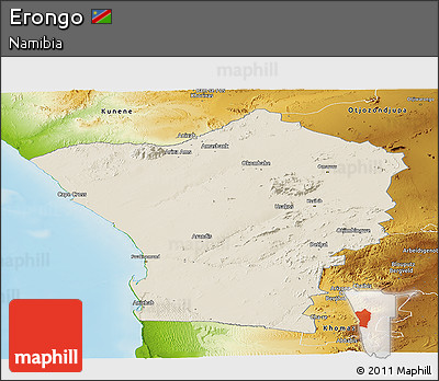 Shaded Relief Panoramic Map of Erongo, physical outside