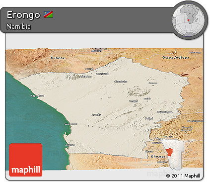 Shaded Relief Panoramic Map of Erongo, satellite outside