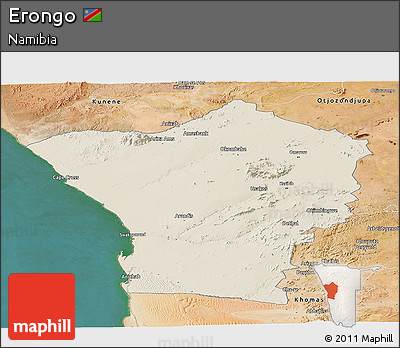 Shaded Relief Panoramic Map of Erongo, satellite outside