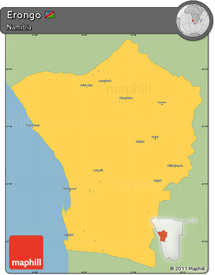 Savanna Style Simple Map of Erongo, single color outside