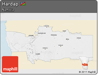 Classic Style 3D Map of Hardap, single color outside