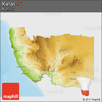 Physical 3D Map of Karas, single color outside