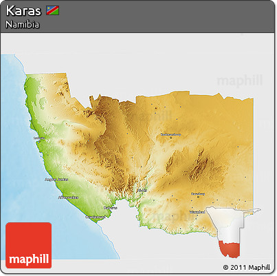 Physical 3D Map of Karas, single color outside