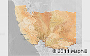 Satellite 3D Map of Karas, lighten, desaturated