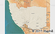 Shaded Relief 3D Map of Karas, satellite outside