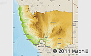 Physical Map of Karas, shaded relief outside