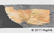 Satellite Panoramic Map of Karas, darken, desaturated