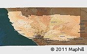 Satellite Panoramic Map of Karas, darken