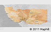 Satellite Panoramic Map of Karas, lighten, desaturated
