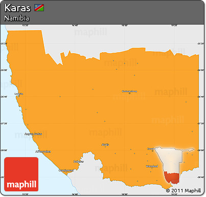 Political Simple Map of Karas, single color outside