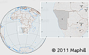 Gray Location Map of Namibia, lighten, semi-desaturated