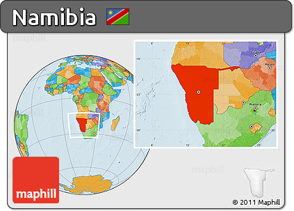 Political Location Map of Namibia
