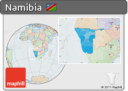 Political Location Map of Namibia, lighten