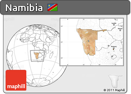 Satellite Location Map of Namibia, blank outside
