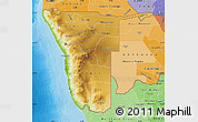 Physical Map of Namibia, political shades outside