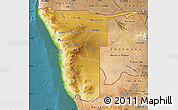 Physical Map of Namibia, satellite outside