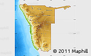 Physical Map of Namibia, single color outside, bathymetry sea