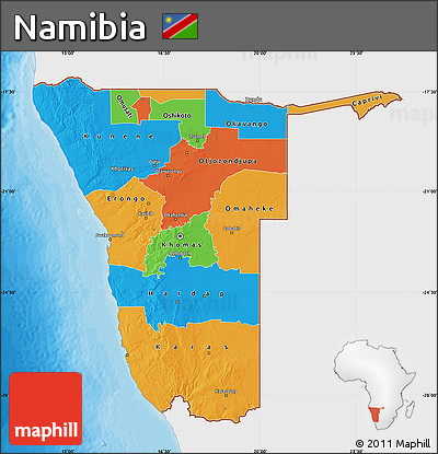Political Map of Namibia, single color outside
