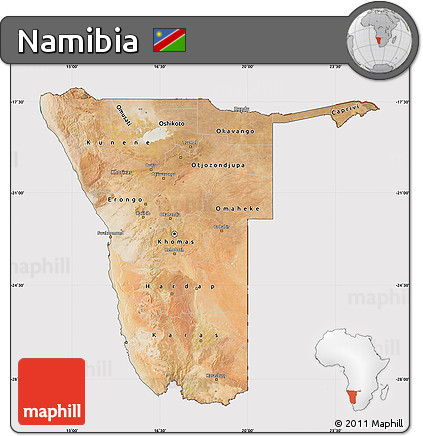 Satellite Map of Namibia, cropped outside
