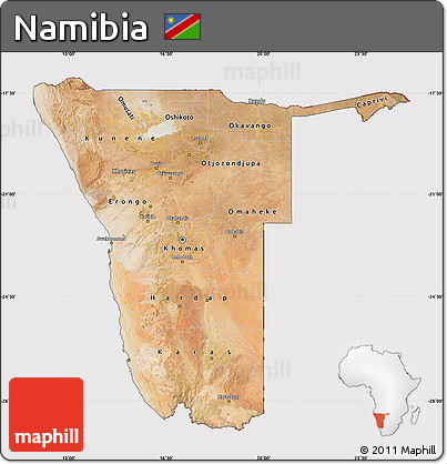 Satellite Map of Namibia, cropped outside